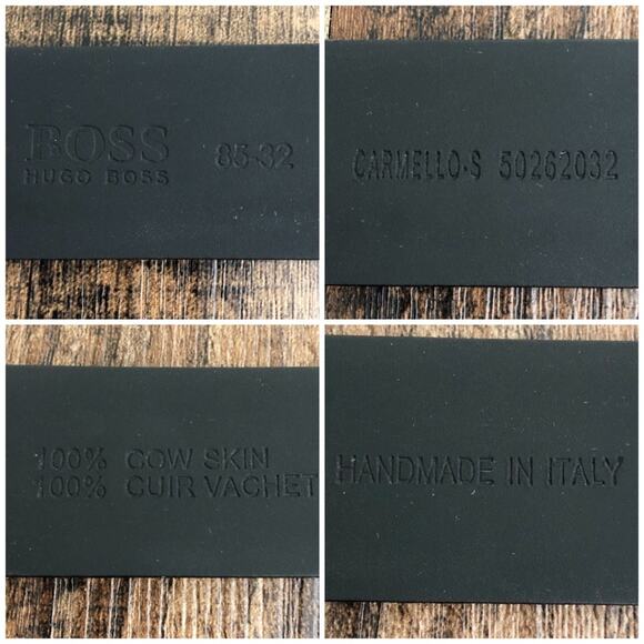 Hugo Boss Italian Leather Belt Printed Handmade in Italy Size 32 Black Gunmetal - Picture 10 of 16